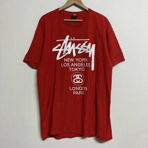 ステューシー 両面ロゴプリント 半袖 クルーネック Tシャツ Tシャツ Tシャツ L 赤 / レッド ロゴ、文字 X プリント