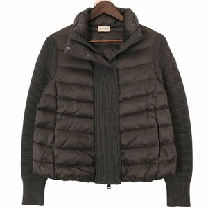 国内正規/ MONCLER モンクレール B20939453400 98124 TRICOT CARDIGAN ニット/ナイロン 切替 ダウンジャケット S グレー レディース