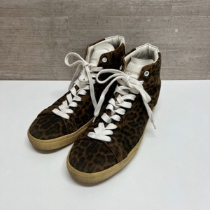 SAINT LAURENT サンローラン レオパードハイカットスニーカー ブラウン系（画像参照）size40 【中目黒b10】