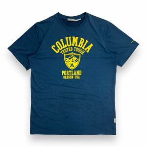 Colombia コロンビア 半袖プリントTシャツ カットソー ネイビー×イエロー XL アウトドア 速乾