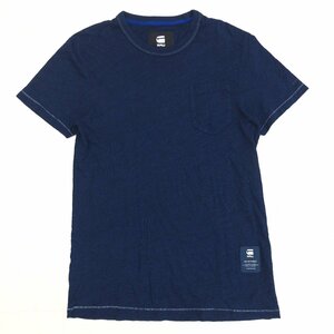 美品 G-STAR RAW ジースター インディゴ染め ショートスリーブ ポケット Tシャツ XS インディゴ 半袖 藍染め トップス 国内正規品 メンズ