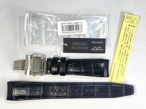 R7X10AC SEIKO アストロン 21mm 純正革ベルト クロコダイル ブラック 5Xシリーズ 送料無料