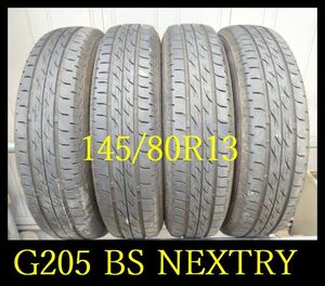 【G205】C700707 送料無料・代引き可　店頭受取可 2021/2022年製造 約8部山 ◆BS NEXTRY◆145/80R13◆4本