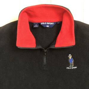 POLO SPORT BEAR RALPH LAUREN ポロスポーツ ベア ハーフジップ フリース 黒 送料込！92 93 1992 pwing hitech golf cookie rolife