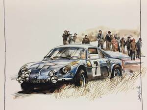 【正規品 絶版】Bowイラスト アルピーヌ ルノー A110 カーマガジン 3 Alpine Renault A110 アンティーク クラシックカー 旧車 絵