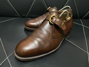 極美品 Salvatore Ferragamo フェラガモ 12032 6.5≒24.5cm レザーシューズ ビジネスシューズ プレーントゥ モンクストラップ BRW メンズ