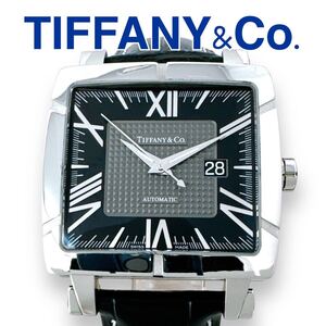 ティファニー TIFFANY&Co. アトラス スクエア Z1100 自動巻き オートマ AUTO AUTOMATIC デイト ブラック 黒 メンズ 時計 腕時計 ブランド