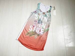 新品 GAS ガス IWE SUN IN SUDE SLUB PL DEEP SE CORAL TANKTOP タンクトップ プリント ポリ 総柄 XS イタリア製 レディース △7