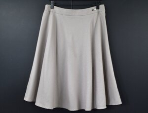 0048-24W0296★ダックス DAKS★グレージュ ベージュ系 フレアスカート ひざ丈 42 ウール混