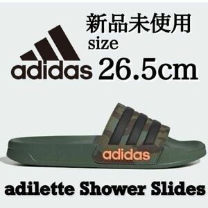 【格安送料】新品未使用 adidas 26.5cm Adilette Shower Slides アディダス シャワーサンダル つっかけ 迷彩 カモ カーキ 箱無し 正規品
