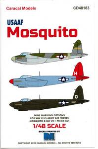 新製品　1/48 Caracal Models カラカルモデルスデカール CD48183 USAAF Mosquitos