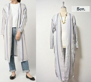 ◎【SALE】美品！Sov.【ソブ】TWOビートストライプノーカラー 定価29,000円+税 DOUBLE STANDARD CLOTHING(ダブルスタンダードクロージング)