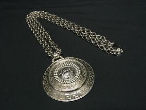 1円 ■美品■ GIANNI VERSACE ジャンニ メデューサ グレカ ヴェルサーチ チェーン ネックレス ペンダント アクセサリー シルバー系 FF7677