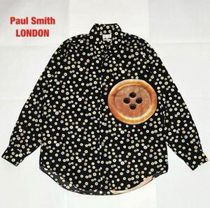 【人気】Paul Smith LONDON　ポールスミス　総柄シャツ　ボタン柄　ユニセックス　オーバーサイズ　ビッグシルエット　個性的　90s