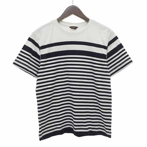 【特別価格】PAUL SMITH collection ボーダー柄クルーネックTシャツ ホワイト/ブラック メンズM