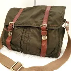 ⭐良品⭐ヴィンテージ　FOSSIL オリーブグリーン ショルダーバッグ　レザー