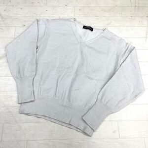 1642◎ UNITED ARROWS GREEN LABEL RELAXING グリーン レーベル リラクシング ニット セーター Vネック ホワイト レディース