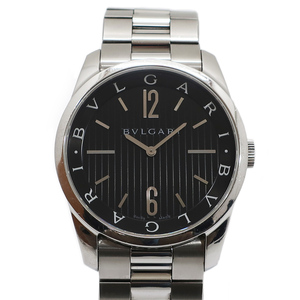 【天白】ブルガリ ソロテンポ ST42S ブラック SS クオーツ メンズ 腕時計