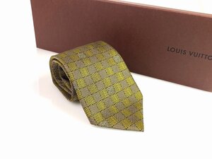 美品　ルイ・ヴィトン　Louis Vuitton　クラヴァット　ダミエ　シルクネクタイ　剣先：10cm　ブラウン系　同梱不可　YNT-934　