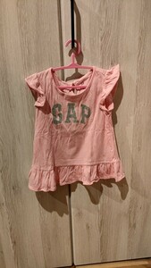 GAP 　ギャップ　キッズ　100センチ　ピンク女の子　肩フリル　Tシャツ