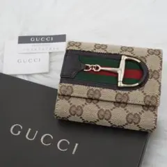 極美品　GUCCI グッチ　折り財布　三つ折り　GG×シェリーライン　ビット