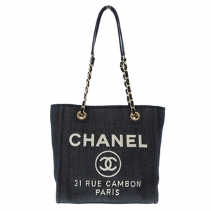 シャネル CHANEL トートバッグ A66939 ドーヴィルラインPM デニム×レザー ダークネイビー×白 レディース 17番台 バッグ