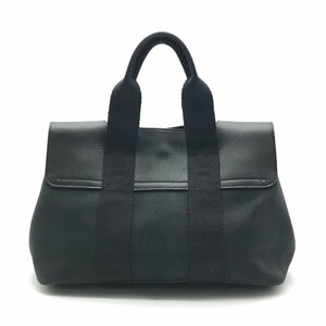 1円 良品 HERMES エルメス ヴァルパライソ MM ハンド バッグ キャンバス レザー ブラック k2161