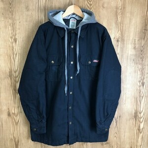 DICKIES HOODED PADDING COTTON JACKET ディッキーズ フェイクレイヤード ジャケット メンズMサイズ 黒 ヴィンテージ 古着 e24021733