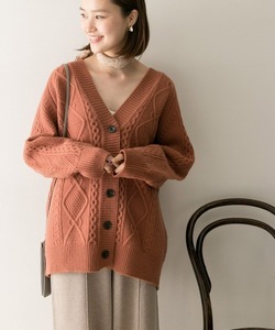 美品★URBAN RESEARCH*暖か・AIRWOOL・ケーブル編みカーディガン♪F♪希少