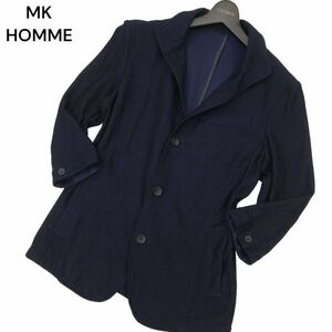 MK HOMME ミッシェルクラン オム 春夏 7分袖★ スタンドカラー スリム ジャケット Sz.48　メンズ ネイビー　C4T03646_4#M