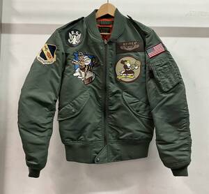 AVIREX アヴィレックス タグ有 美品 334TH FIGHTER SQUADRON L-2A その他フライトジャケット ワッペン 刺繍 国旗 ロゴ サイズM カーキ