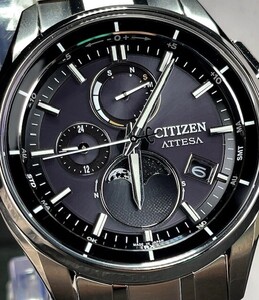 新品 CITIZEN ATTESA シチズン アテッサ エコドライブ ソーラー電波 ダイレクトフライト ムーンフェイズ 腕時計 BY1001-66E ルナプログラム