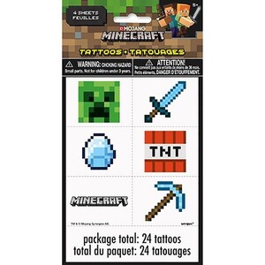 送料込 マインクラフト タトゥーシール 24個入り 16039 マイクラ グッズ タトゥーステッカー TATTOOS 子供 子供用 キャラクター パーティー