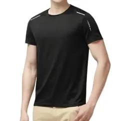 スポーツ　レジャー　黒　半袖　ブラック　ラウンドネック　Tシャツ　XL　メンズ