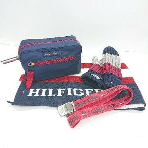 ◇ 《 TOMMY HILFIGER/TOMMY GIRL まとめ売り4点セット マフラー 手袋 ポーチ ガチャベルト レディース 》 E