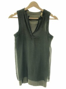 sacai サカイ 20SS Chiffon x Cotton Jersey Tank Top シフォンレイヤードタンクトップ カーキ 1 ITNXIEXM4E36