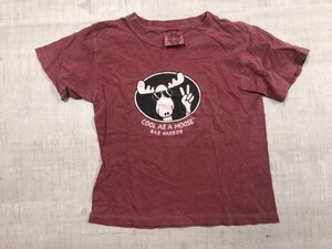 COMFORT COLORS カナダ スーベニア COOL AS A MOOSE 後染め オーバーダイ BAR HARBOR トナカイ 半袖Tシャツ カットソー XSサイズ 赤系