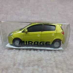 A05A ディーラ限定 三菱ミラージュ プルバックカー 黄系 MITSUBISHI MIRAGE イエロー A03A カラーサンプル ミニカー