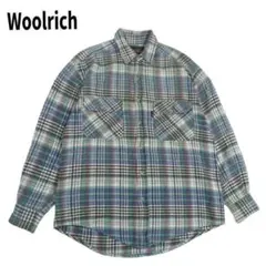 90s Woolrich ヘビー チェック ネルシャツ 長袖 総柄 M