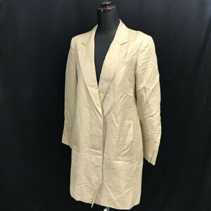 日本製☆マカフィー/MACPHEE☆シルク54%×麻46%/ロング丈ジャケット【38/レディースM/ベージュ/beige/春夏】絹/リネン/Coat/Jacket◇cBH595