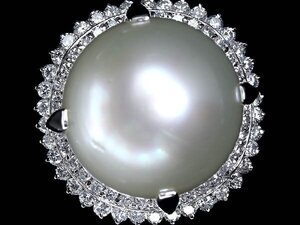 ZO14124T【1円～】新品【RK宝石】≪Pearl≫ 白蝶真珠 超特大 約17.6ｍｍ珠!! 極上ダイヤモンド 1.23ct Pt900 超高級リング 南洋真珠 ダイヤ