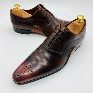 【希少】MAGNANNI マグナーニ オパンケ パティーヌ メダリオン 内羽根 チゼル 40 25cm 革靴 オーセンティック メダリオン 紳士靴