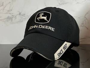 【未使用品】157QD クール★JOHN DEERE ジョン・ディア キャップ 帽子CAP ファンにも嬉しいクールなブラックにベージュロゴ《FREEサイズ》