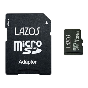 【20個セット】 Lazos microSDXCメモリーカード 256GB UHS-I U3 CLASS10 紙パッケージ L-B256MSD10-U3X20