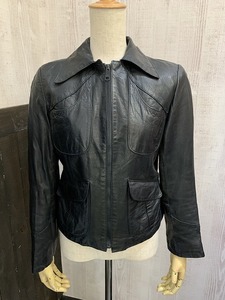 80s 70s PRIVATE LINE シングル ライダース デザイン レザー ジャケット ビンテージ USED 革ジャン アメリカ古着 小さめサイズ S M