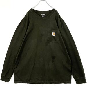 大きめ 90s Carhartt カーハート ロンT ブラック 長袖 ポケット