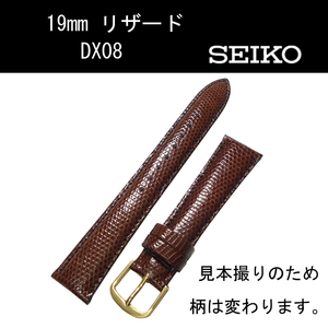 セイコー リザード DX08 19mm こげ茶 時計ベルト バンド 切身 ステッチ付 新品未使用正規品 送料無料