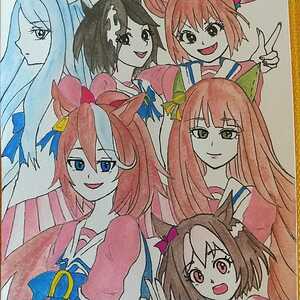 ★☆ウマ娘 集合写真☆★同人手描きイラスト ハガキ ポストカード