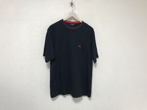 本物バーバリーゴルフBURBERRYコットンロゴ刺繍ポケット半袖TシャツメンズアメカジサーフミリタリーワークビジネススーツL紺ネイビー