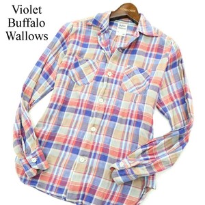 Violet Buffalo Wallows ドレステリア 秋冬 長袖 ワーク★ チェック ネル シャツ Sz.XS　メンズ 日本製　A3T09855_8#B